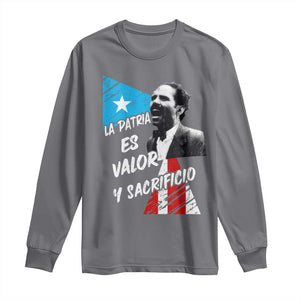 Pedro Albizu Campos Long Sleeve Shirt La Patria Es Valor Y Sacrificio Puerto Rican Leader TS11 Charcoal Print Your Wear