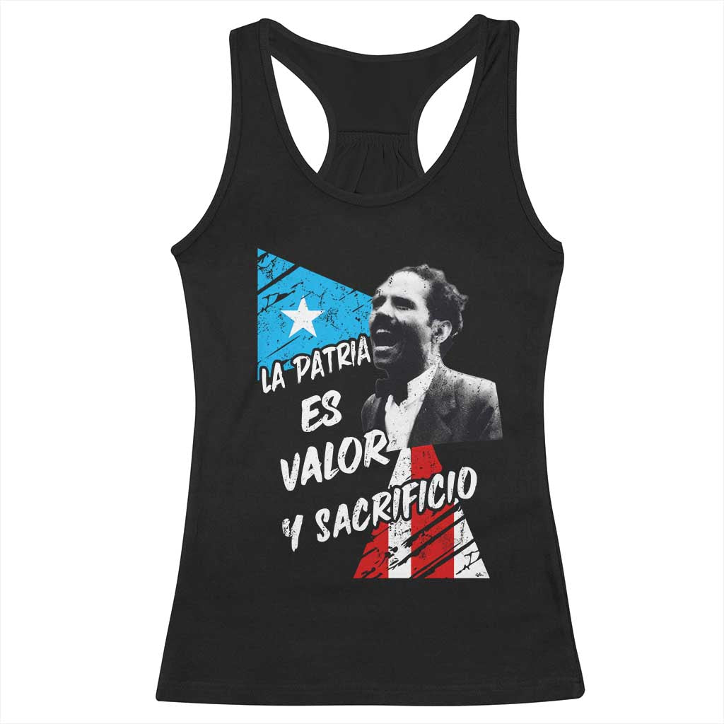 Pedro Albizu Campos Racerback Tank Top La Patria Es Valor Y Sacrificio Puerto Rican Leader TS11 Black Print Your Wear