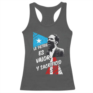 Pedro Albizu Campos Racerback Tank Top La Patria Es Valor Y Sacrificio Puerto Rican Leader TS11 Dark Heather Print Your Wear