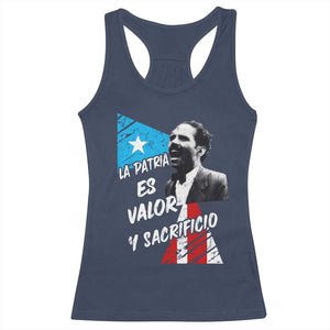 Pedro Albizu Campos Racerback Tank Top La Patria Es Valor Y Sacrificio Puerto Rican Leader TS11 Navy Print Your Wear