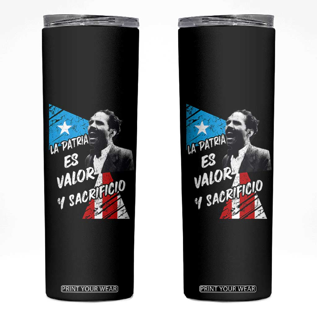 Pedro Albizu Campos Skinny Tumbler La Patria Es Valor Y Sacrificio Puerto Rican Leader TS11 Black Print Your Wear