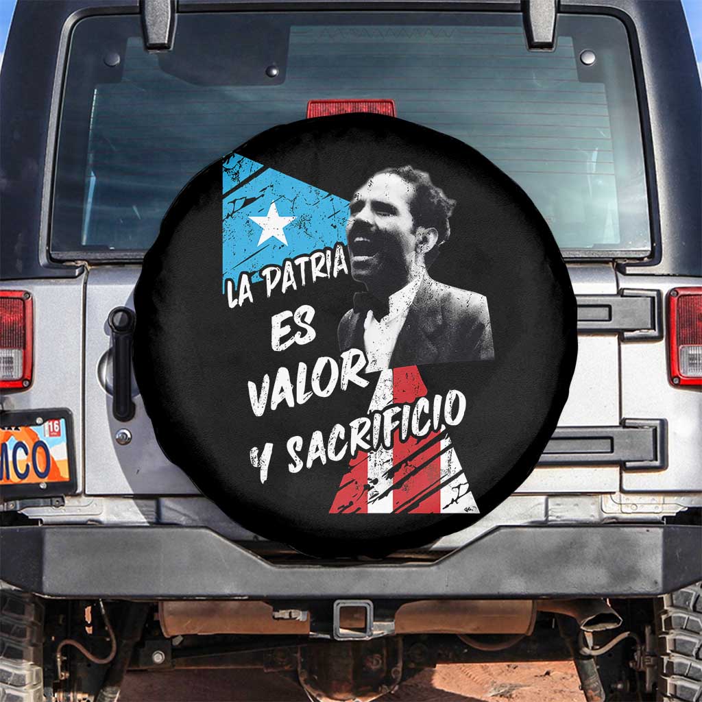 Pedro Albizu Campos Spare Tire Cover La Patria Es Valor Y Sacrificio Puerto Rican Leader TS11 No hole Black Print Your Wear