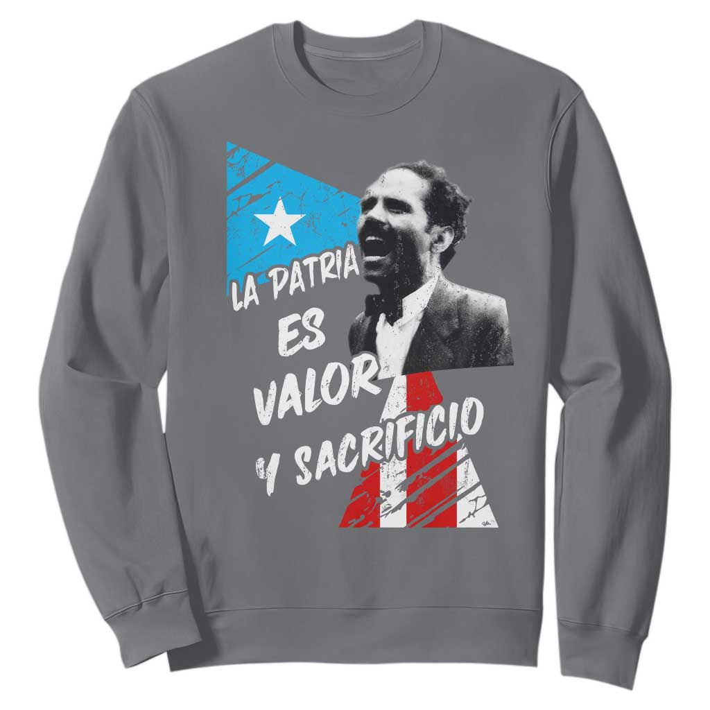 Pedro Albizu Campos Sweatshirt La Patria Es Valor Y Sacrificio Puerto Rican Leader TS11 Charcoal Print Your Wear