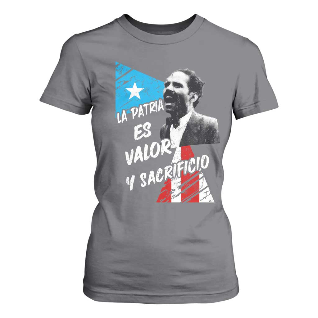 Pedro Albizu Campos T Shirt For Women La Patria Es Valor Y Sacrificio Puerto Rican Leader TS11 Charcoal Print Your Wear