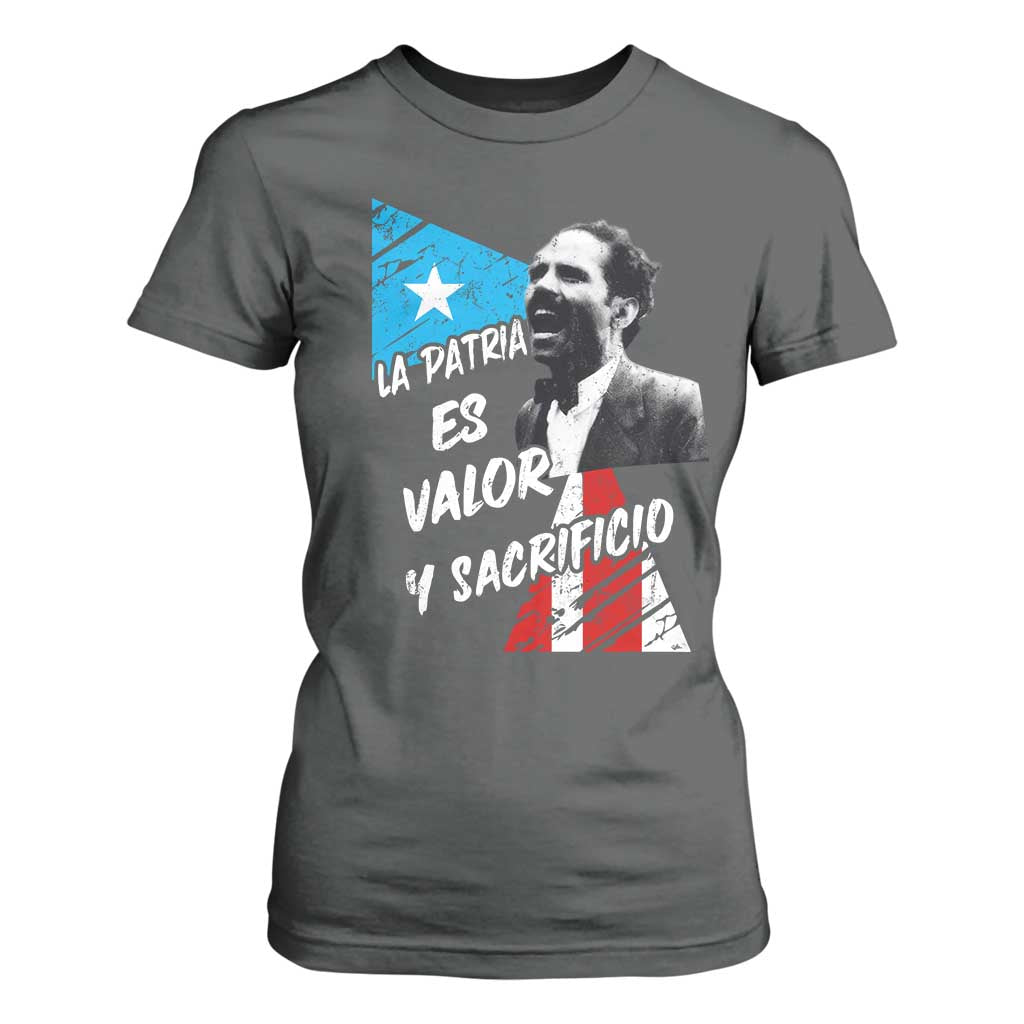 Pedro Albizu Campos T Shirt For Women La Patria Es Valor Y Sacrificio Puerto Rican Leader TS11 Dark Heather Print Your Wear