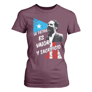 Pedro Albizu Campos T Shirt For Women La Patria Es Valor Y Sacrificio Puerto Rican Leader TS11 Maroon Print Your Wear