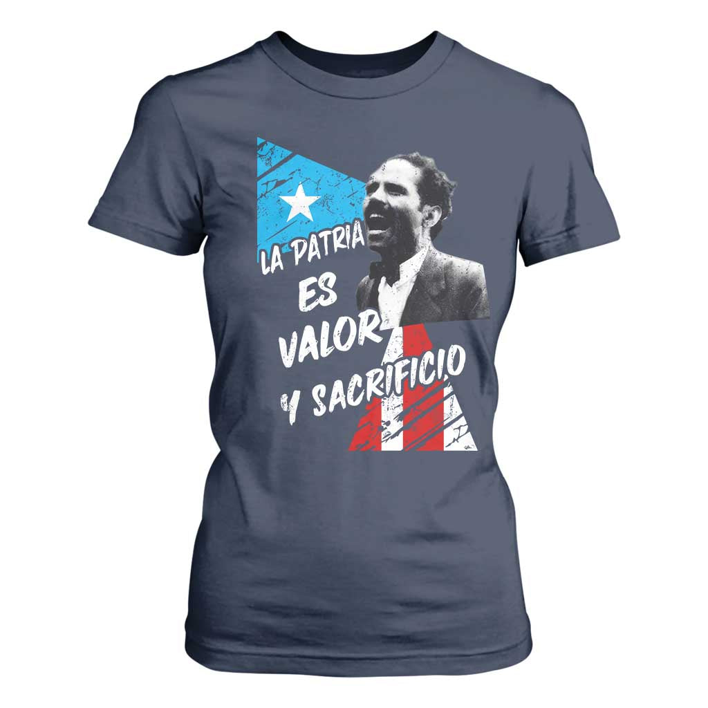 Pedro Albizu Campos T Shirt For Women La Patria Es Valor Y Sacrificio Puerto Rican Leader TS11 Navy Print Your Wear