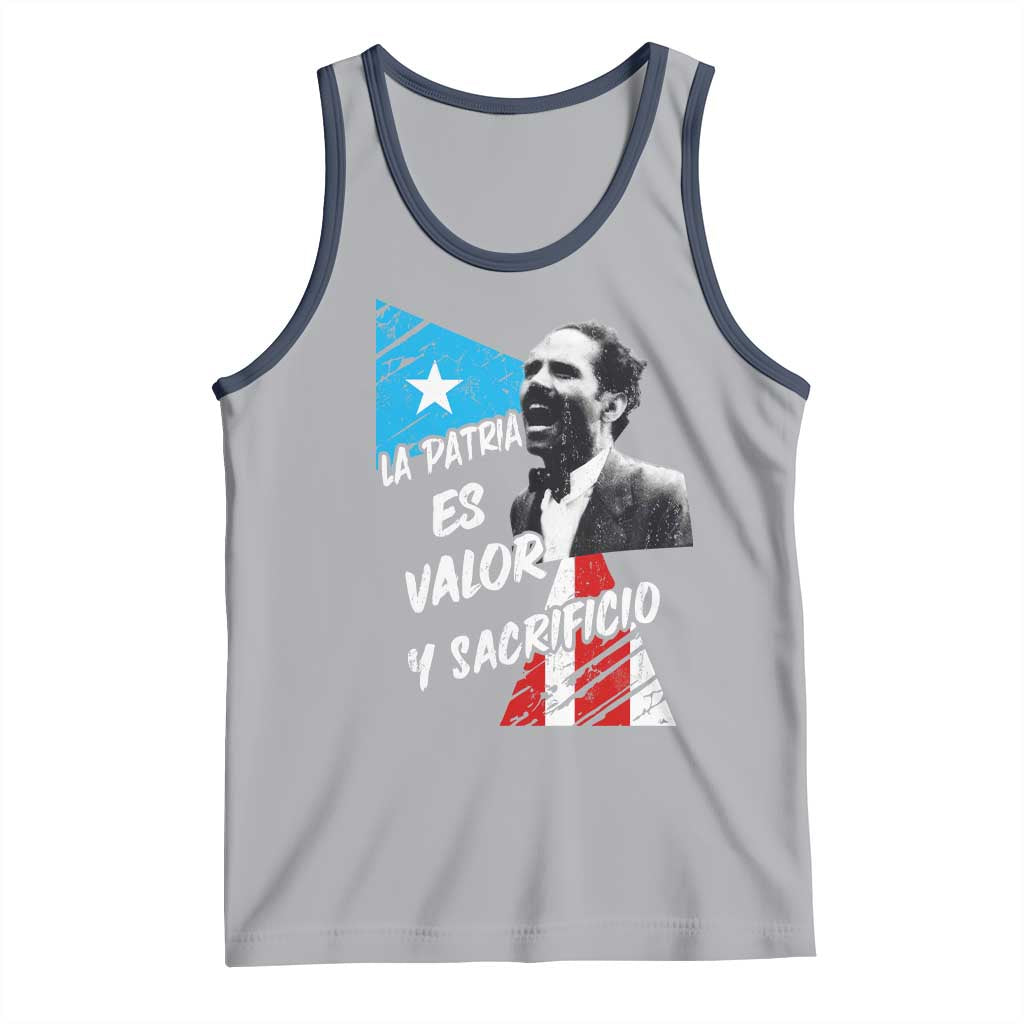 Pedro Albizu Campos Tank Top La Patria Es Valor Y Sacrificio Puerto Rican Leader TS11 Athletic Heather Navy Print Your Wear