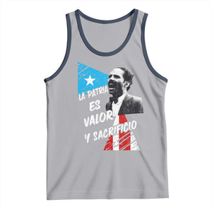 Pedro Albizu Campos Tank Top La Patria Es Valor Y Sacrificio Puerto Rican Leader TS11 Athletic Heather Navy Print Your Wear
