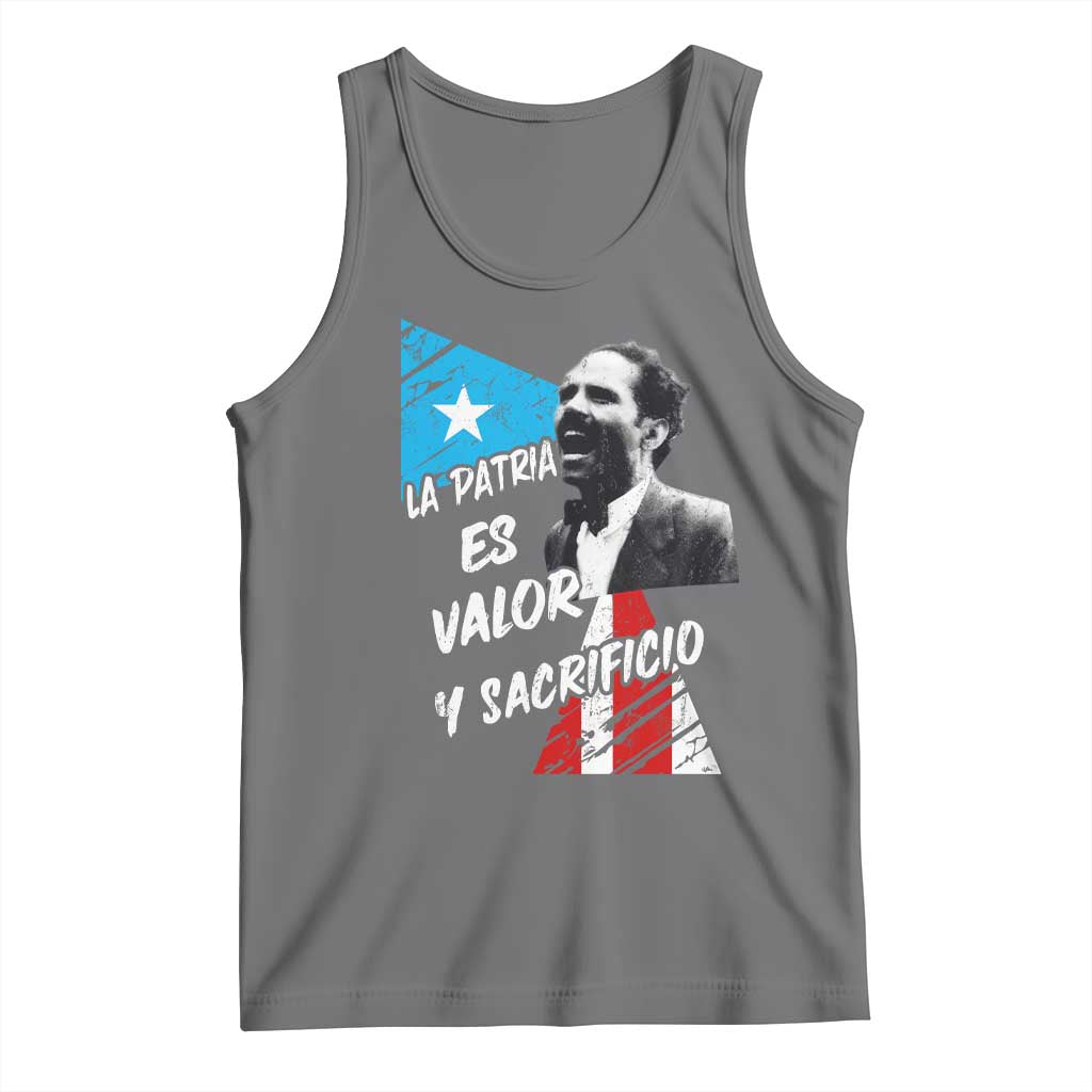 Pedro Albizu Campos Tank Top La Patria Es Valor Y Sacrificio Puerto Rican Leader TS11 Black Heather Print Your Wear
