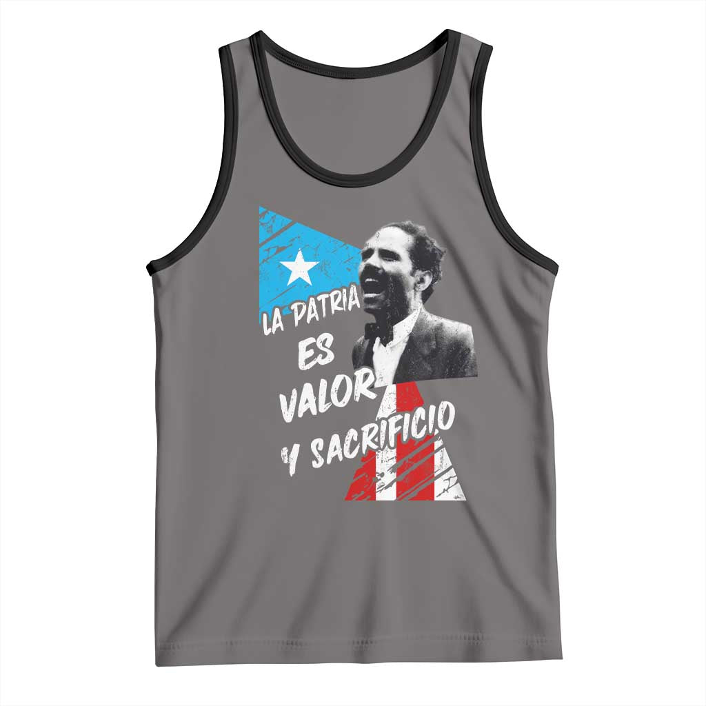 Pedro Albizu Campos Tank Top La Patria Es Valor Y Sacrificio Puerto Rican Leader TS11 Deep Heather Black Print Your Wear