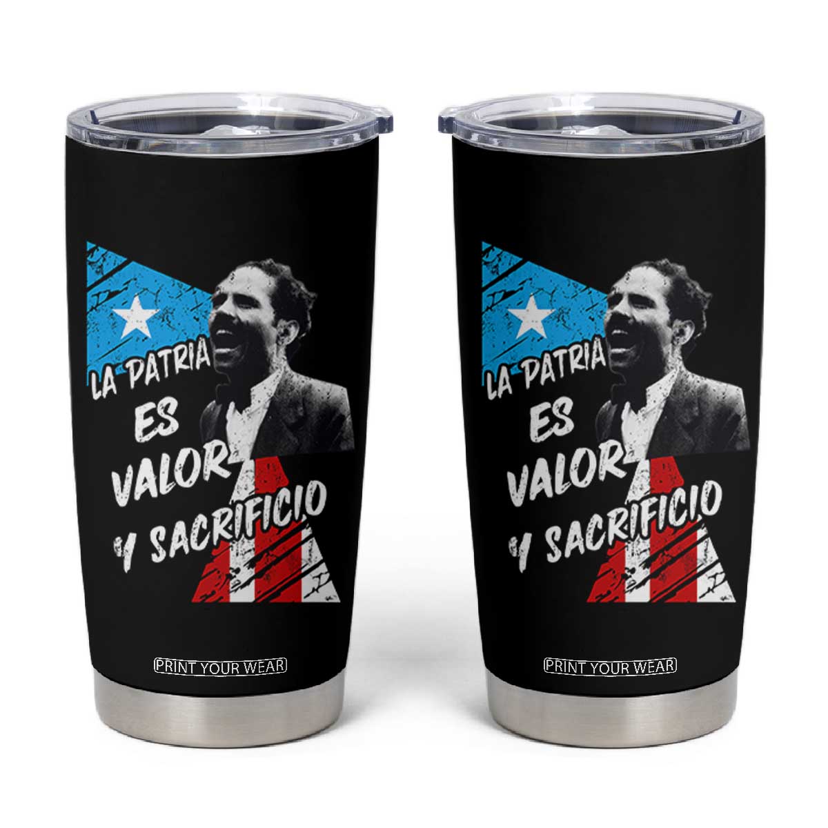 Pedro Albizu Campos Tumbler Cup La Patria Es Valor Y Sacrificio Puerto Rican Leader TS11 Black Print Your Wear
