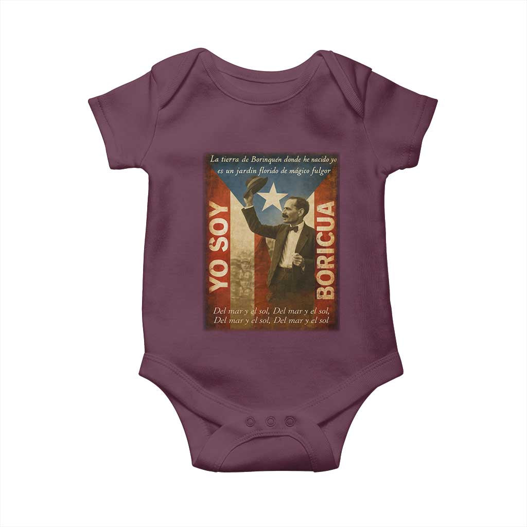 Pedro Albizu Campos Baby Onesie Yo Soy Boricua Vintage Puerto Rican Flag TS11 Maroon Print Your Wear