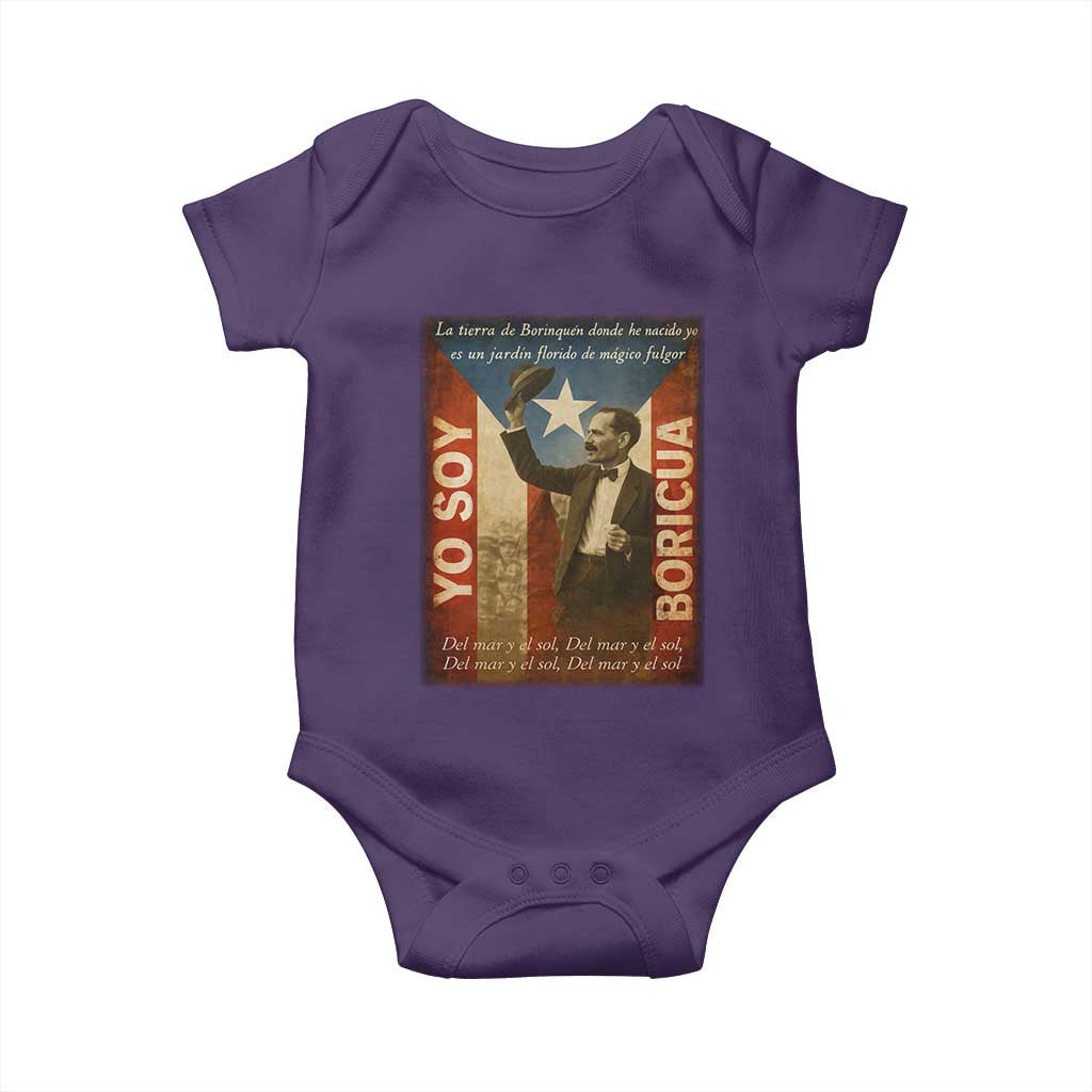 Pedro Albizu Campos Baby Onesie Yo Soy Boricua Vintage Puerto Rican Flag TS11 Purple Print Your Wear