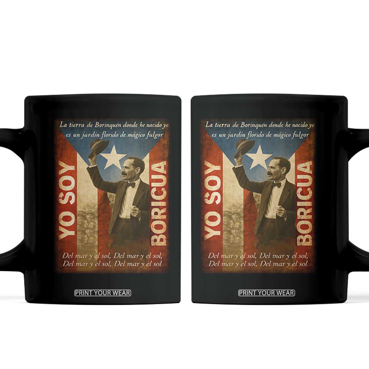Pedro Albizu Campos Coffee Mug Yo Soy Boricua Vintage Puerto Rican Flag TS11 Black Print Your Wear
