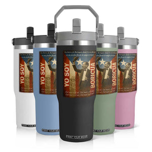 Pedro Albizu Campos Flip Straw Tumbler Yo Soy Boricua Vintage Puerto Rican Flag TS11 Print Your Wear