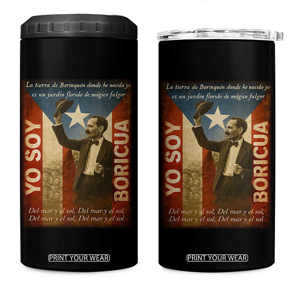 Pedro Albizu Campos 4 in 1 Can Cooler Tumbler Yo Soy Boricua Vintage Puerto Rican Flag TS11 One Size: 16 oz Black Print Your Wear