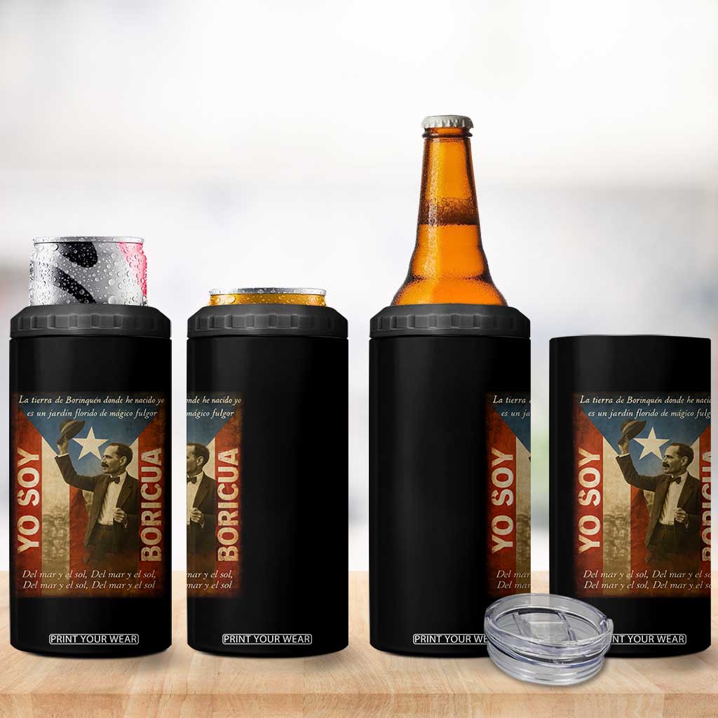 Pedro Albizu Campos 4 in 1 Can Cooler Tumbler Yo Soy Boricua Vintage Puerto Rican Flag TS11 Print Your Wear