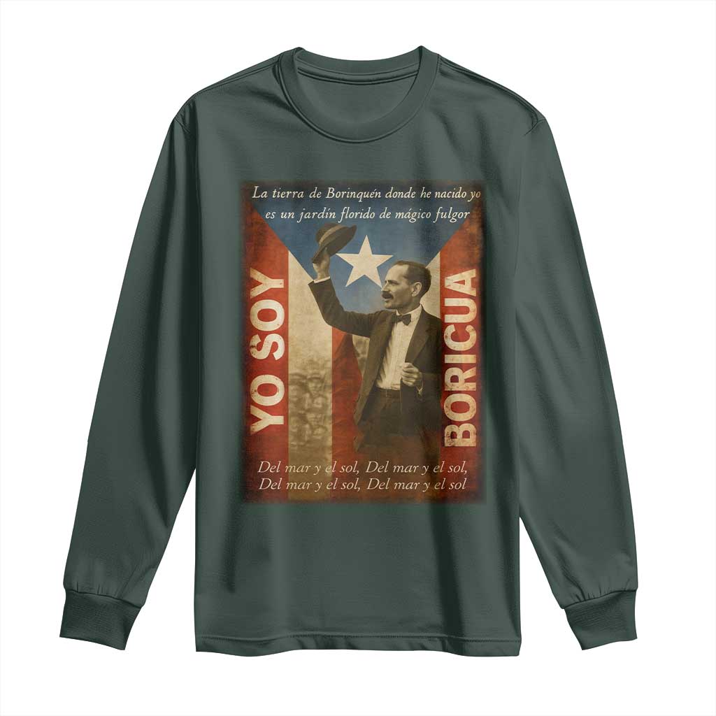 Pedro Albizu Campos Long Sleeve Shirt Yo Soy Boricua Vintage Puerto Rican Flag TS11 Dark Forest Green Print Your Wear