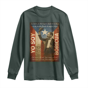 Pedro Albizu Campos Long Sleeve Shirt Yo Soy Boricua Vintage Puerto Rican Flag TS11 Dark Forest Green Print Your Wear