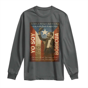 Pedro Albizu Campos Long Sleeve Shirt Yo Soy Boricua Vintage Puerto Rican Flag TS11 Dark Heather Print Your Wear