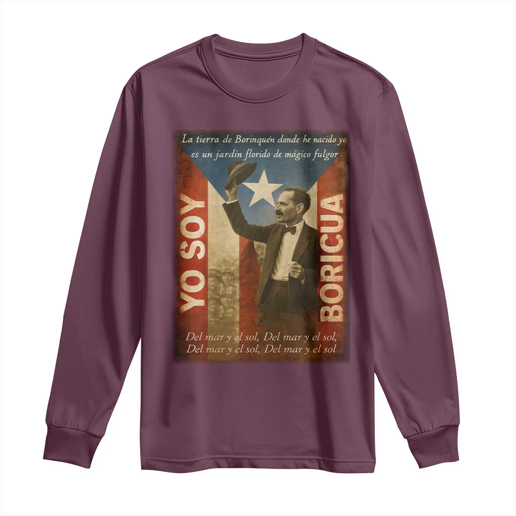 Pedro Albizu Campos Long Sleeve Shirt Yo Soy Boricua Vintage Puerto Rican Flag TS11 Maroon Print Your Wear