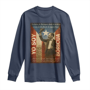 Pedro Albizu Campos Long Sleeve Shirt Yo Soy Boricua Vintage Puerto Rican Flag TS11 Navy Print Your Wear