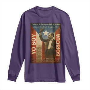 Pedro Albizu Campos Long Sleeve Shirt Yo Soy Boricua Vintage Puerto Rican Flag TS11 Purple Print Your Wear