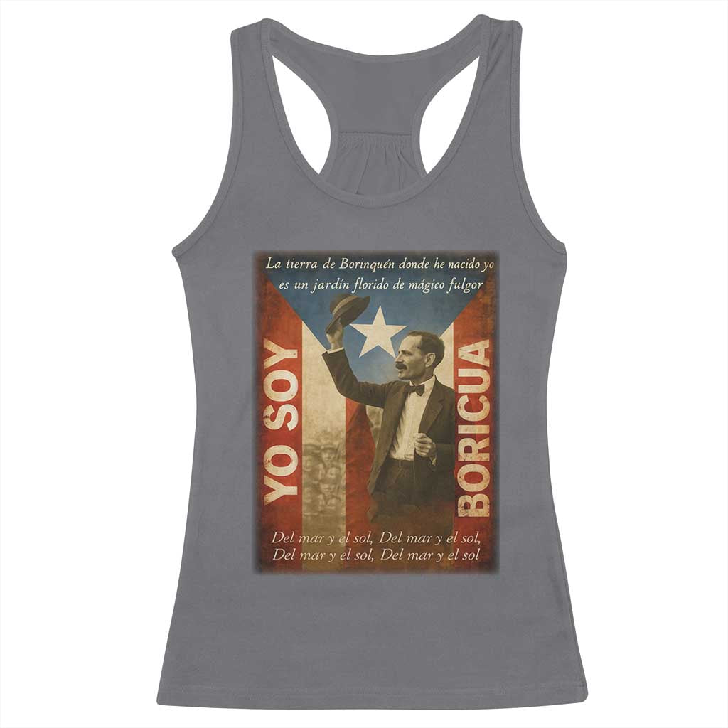 Pedro Albizu Campos Racerback Tank Top Yo Soy Boricua Vintage Puerto Rican Flag TS11 Charcoal Print Your Wear