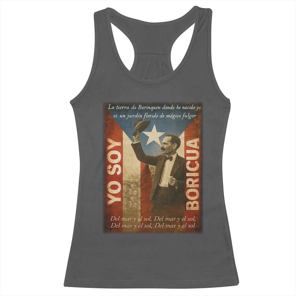 Pedro Albizu Campos Racerback Tank Top Yo Soy Boricua Vintage Puerto Rican Flag TS11 Dark Heather Print Your Wear