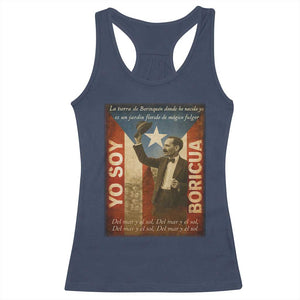 Pedro Albizu Campos Racerback Tank Top Yo Soy Boricua Vintage Puerto Rican Flag TS11 Navy Print Your Wear