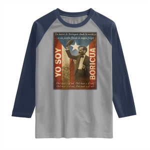 Pedro Albizu Campos Raglan Shirt Yo Soy Boricua Vintage Puerto Rican Flag TS11 Sport Gray Navy Print Your Wear