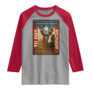 Pedro Albizu Campos Raglan Shirt Yo Soy Boricua Vintage Puerto Rican Flag TS11 Sport Gray Red Print Your Wear