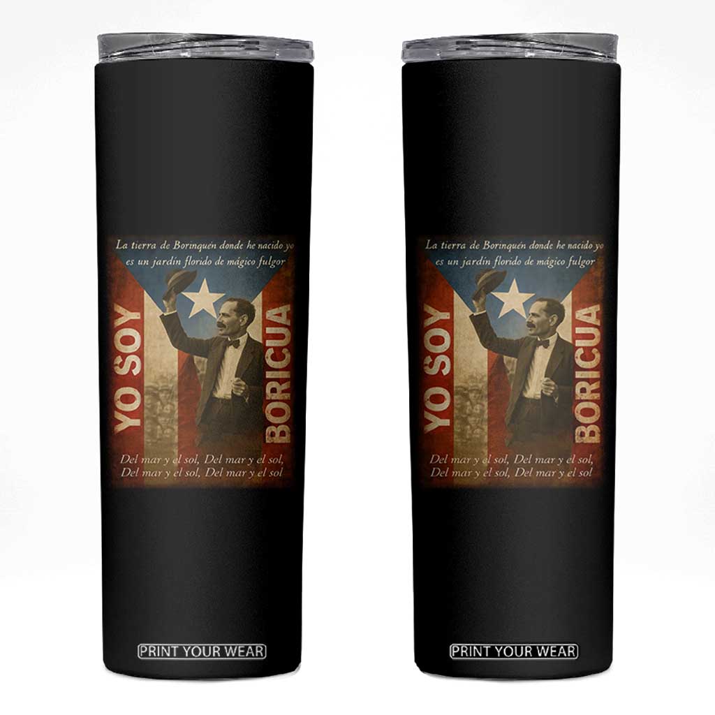 Pedro Albizu Campos Skinny Tumbler Yo Soy Boricua Vintage Puerto Rican Flag TS11 Black Print Your Wear
