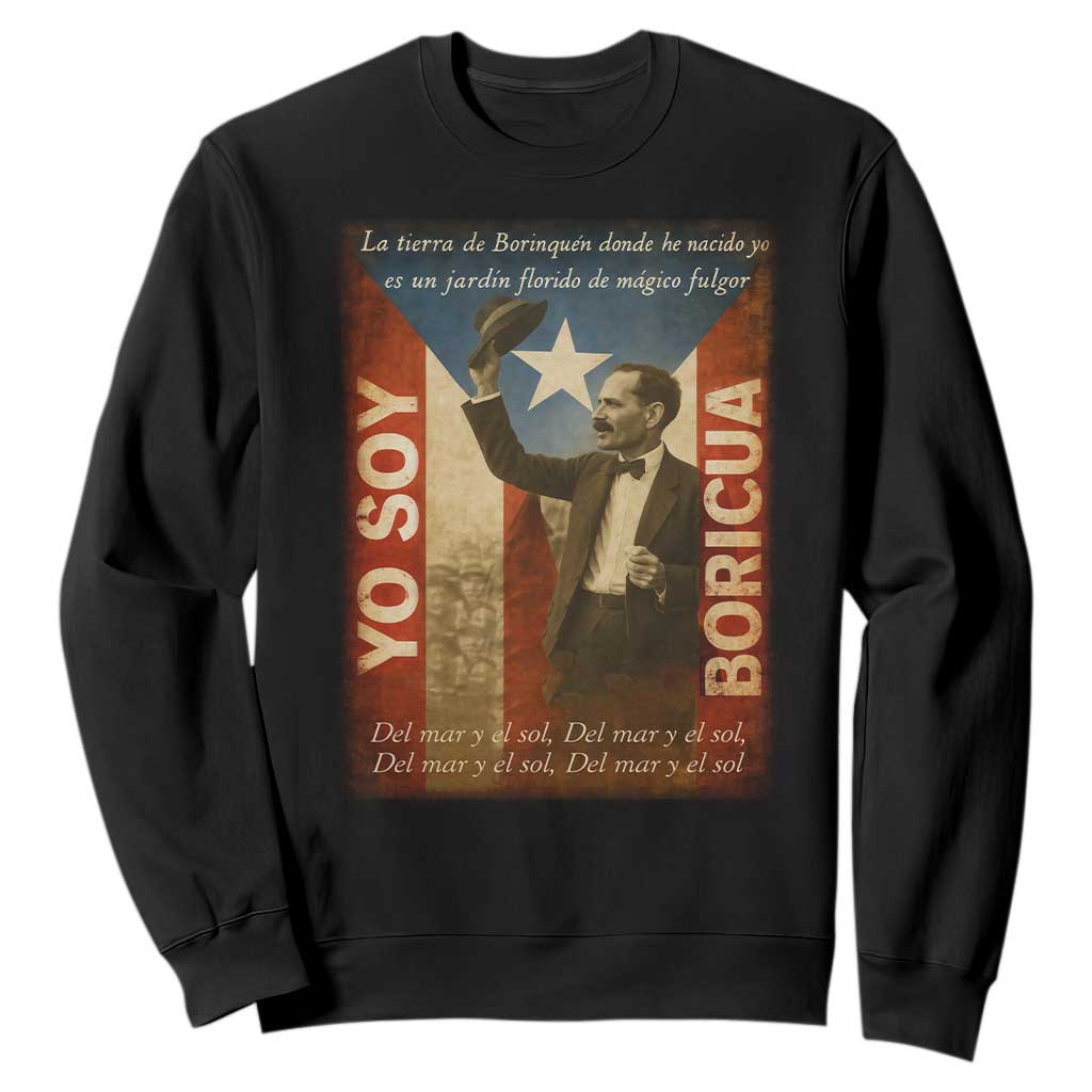Pedro Albizu Campos Sweatshirt Yo Soy Boricua Vintage Puerto Rican Flag TS11 Black Print Your Wear