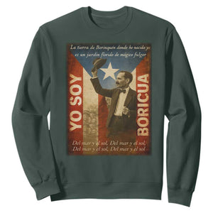 Pedro Albizu Campos Sweatshirt Yo Soy Boricua Vintage Puerto Rican Flag TS11 Dark Forest Green Print Your Wear