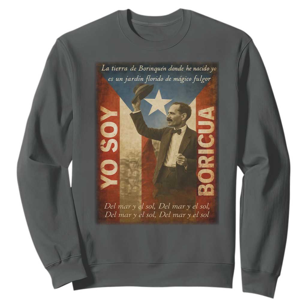 Pedro Albizu Campos Sweatshirt Yo Soy Boricua Vintage Puerto Rican Flag TS11 Dark Heather Print Your Wear