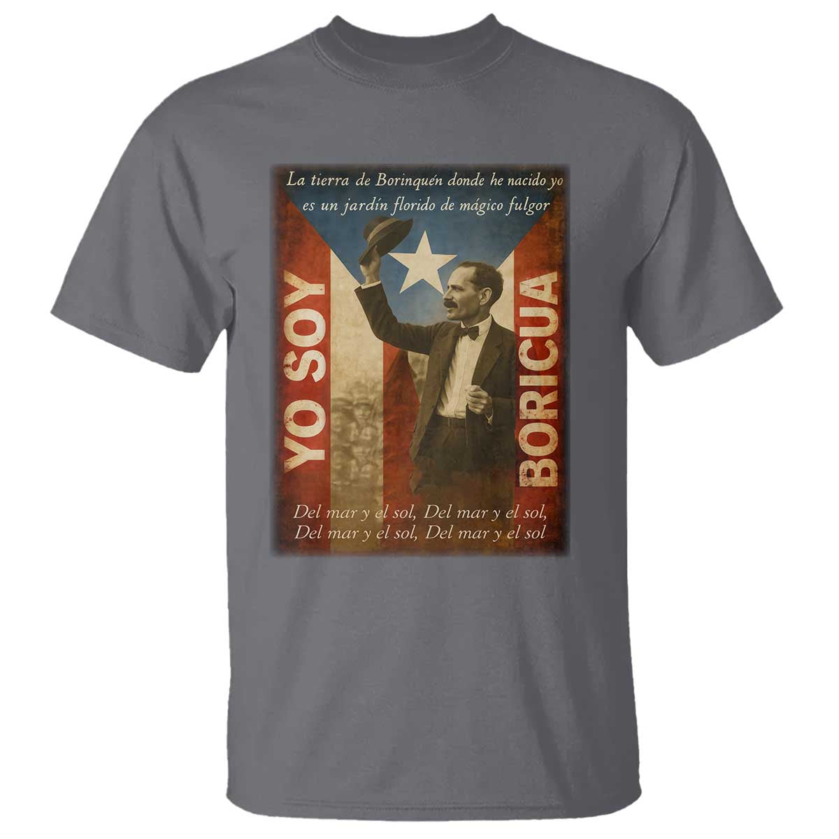 Pedro Albizu Campos T Shirt Yo Soy Boricua Vintage Puerto Rican Flag TS11 Charcoal Print Your Wear