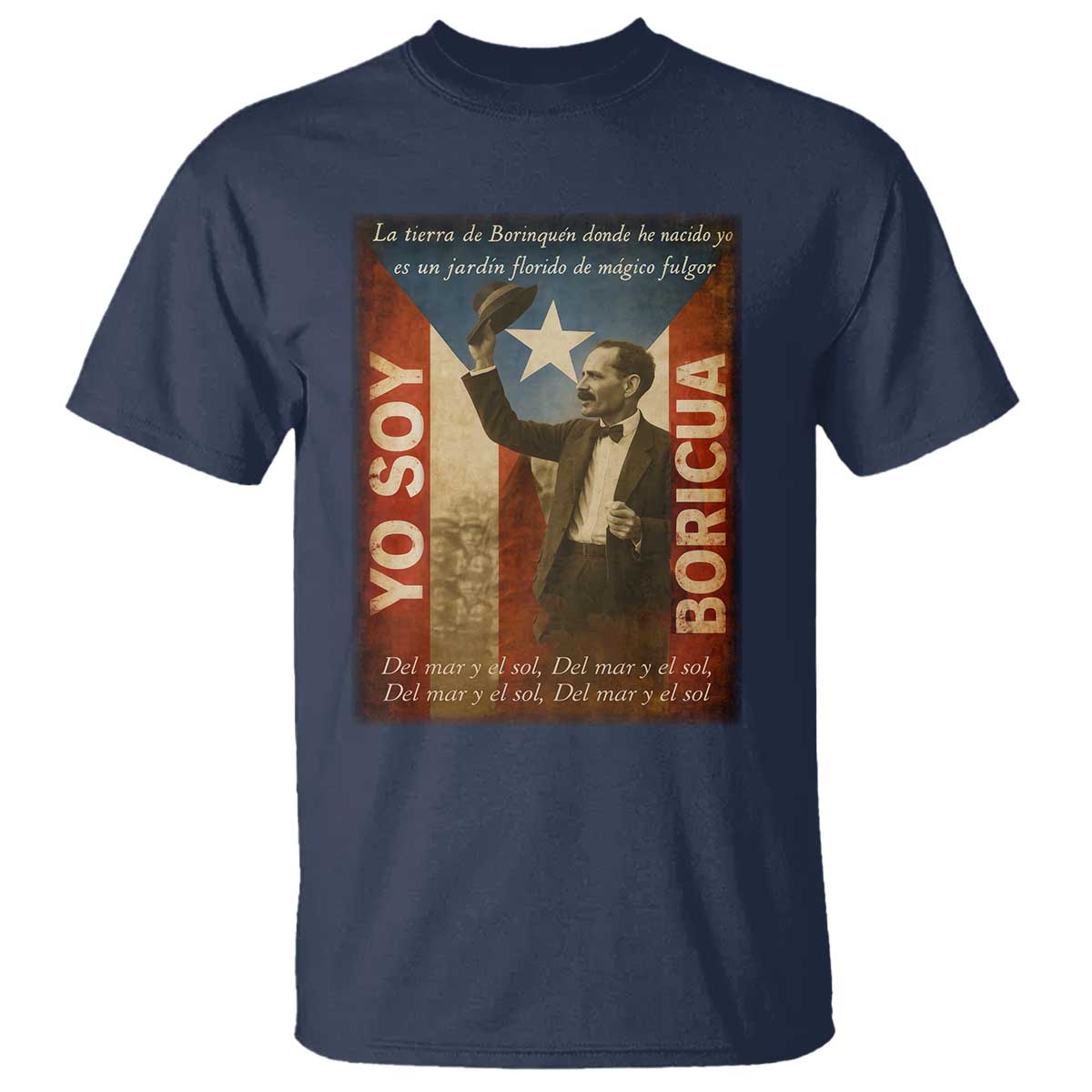 Pedro Albizu Campos T Shirt Yo Soy Boricua Vintage Puerto Rican Flag TS11 Navy Print Your Wear