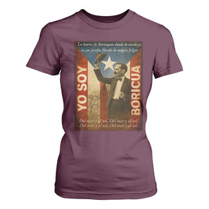 Pedro Albizu Campos T Shirt For Women Yo Soy Boricua Vintage Puerto Rican Flag TS11 Maroon Print Your Wear