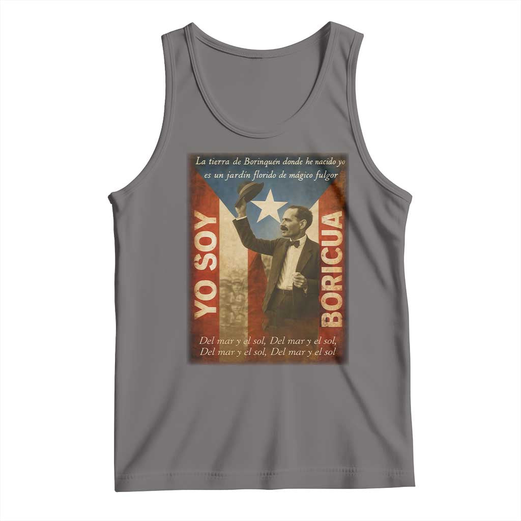 Pedro Albizu Campos Tank Top Yo Soy Boricua Vintage Puerto Rican Flag TS11 Deep Heather Print Your Wear