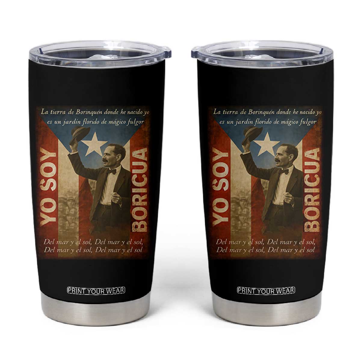 Pedro Albizu Campos Tumbler Cup Yo Soy Boricua Vintage Puerto Rican Flag TS11 Black Print Your Wear