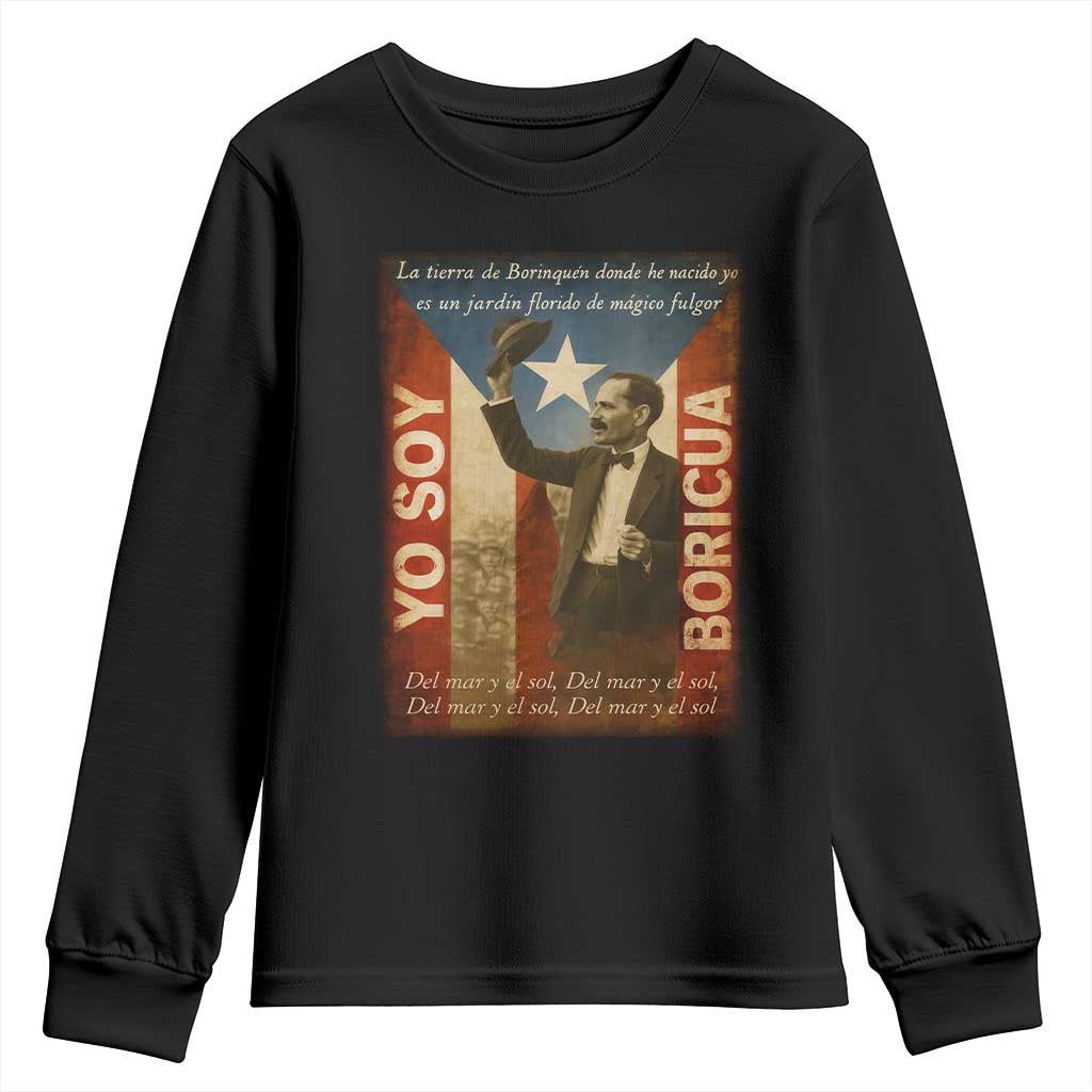 Pedro Albizu Campos Youth Sweatshirt Yo Soy Boricua Vintage Puerto Rican Flag TS11 Black Print Your Wear