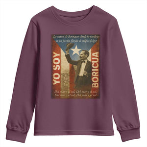 Pedro Albizu Campos Youth Sweatshirt Yo Soy Boricua Vintage Puerto Rican Flag TS11 Maroon Print Your Wear
