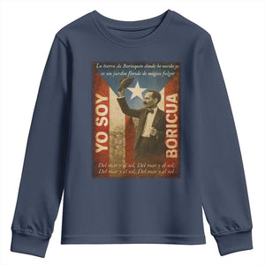 Pedro Albizu Campos Youth Sweatshirt Yo Soy Boricua Vintage Puerto Rican Flag TS11 Navy Print Your Wear