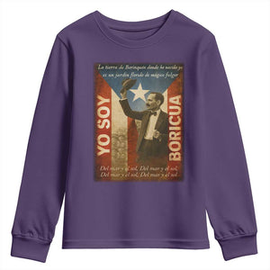 Pedro Albizu Campos Youth Sweatshirt Yo Soy Boricua Vintage Puerto Rican Flag TS11 Purple Print Your Wear
