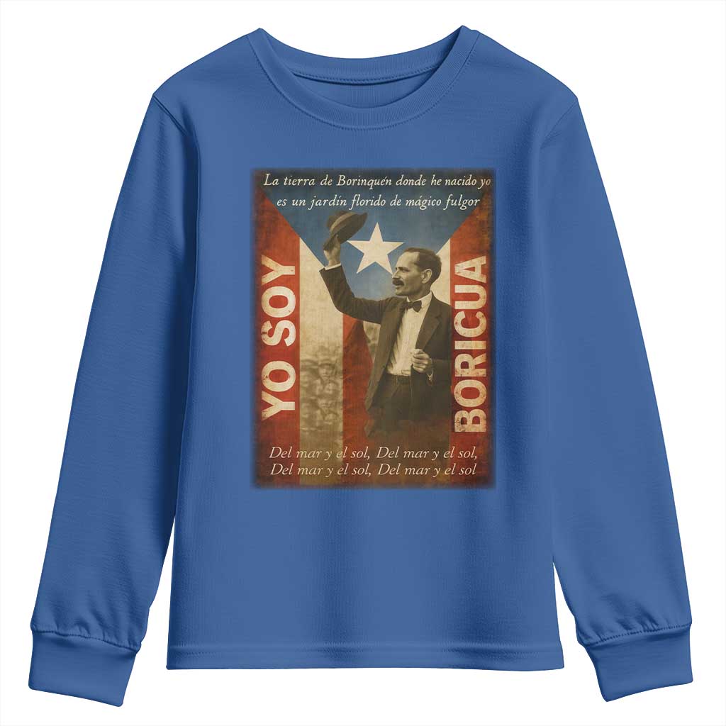 Pedro Albizu Campos Youth Sweatshirt Yo Soy Boricua Vintage Puerto Rican Flag TS11 Royal Blue Print Your Wear