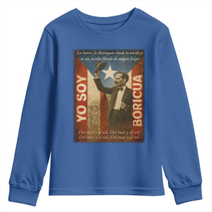 Pedro Albizu Campos Youth Sweatshirt Yo Soy Boricua Vintage Puerto Rican Flag TS11 Royal Blue Print Your Wear