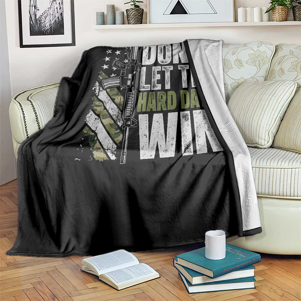 Don't Let The Hard Days Win Throw Blanket Inspirational Mental Health Gun Camo American Flag TS11 Print Your Wear