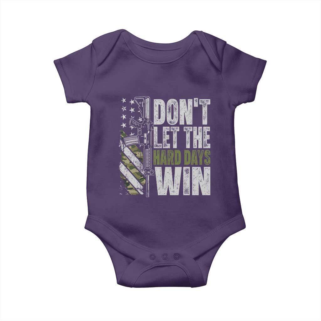 Don't Let The Hard Days Win Baby Onesie Inspirational Mental Health Gun Camo American Flag TS11 Purple Print Your Wear